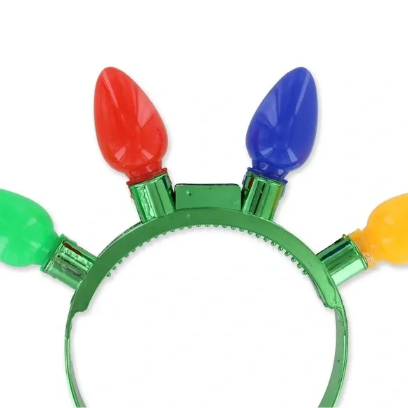 Nu Shuz Holiday Light Up LED Santa’s Christmas Bulb Mohawk Headband - Picture 2 of 2